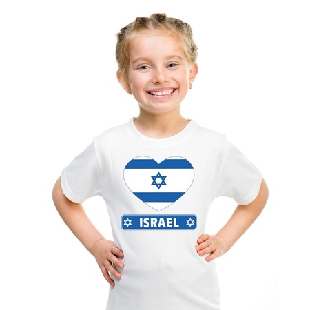 T-shirt wit Israel vlag in hart wit kind