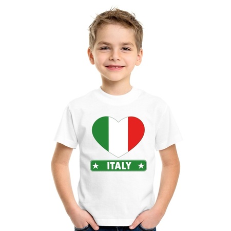 T-shirt wit Italie vlag in hart wit kind