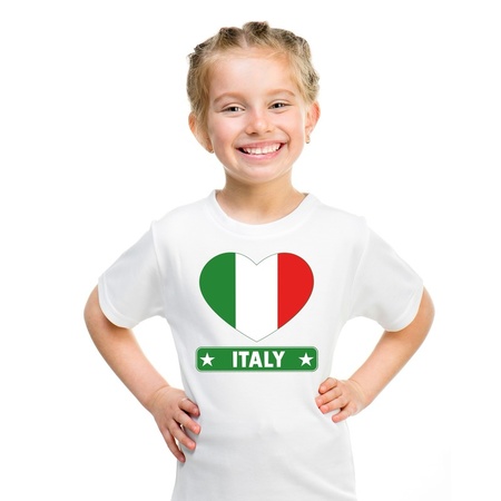 T-shirt wit Italie vlag in hart wit kind