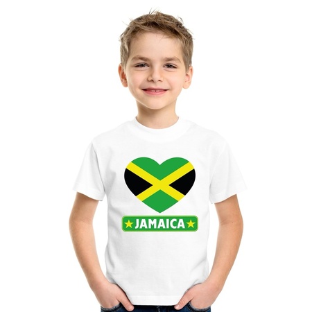 T-shirt wit Jamaica vlag in hart wit kind