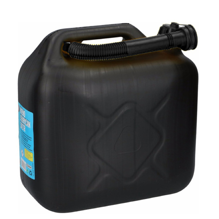 Jerrycan zwart voor brandstof van 10 liter met een handige grote trechter