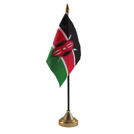 Polyester Keniaanse vlag voor op bureau 10 x 15 cm