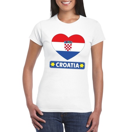 T-shirt wit Kroatie vlag in hart wit dames