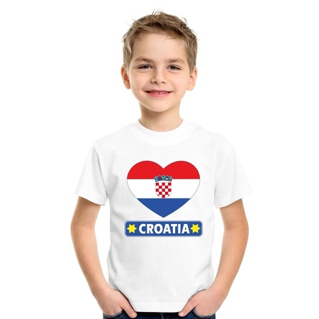 T-shirt wit Kroatie vlag in hart wit kind