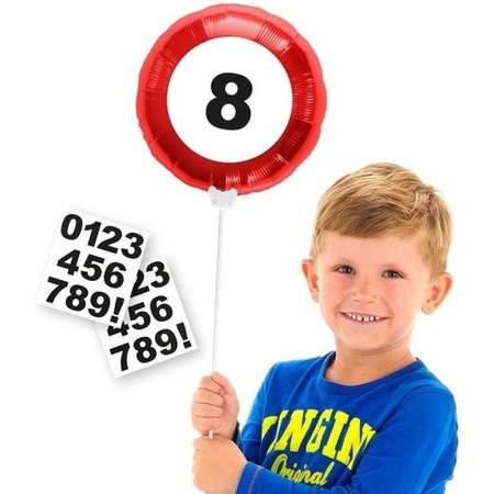 Traffic foil balloon with age numbers stickers 23 cm