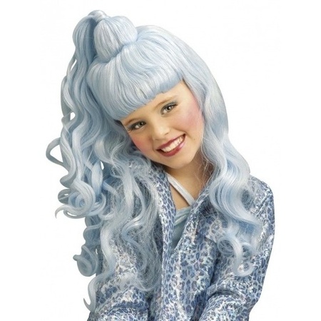Light blue wig with curls for children