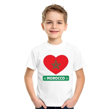Morocco heart flag t-shirt white kids