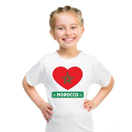 T-shirt wit Marokko vlag in hart wit kind