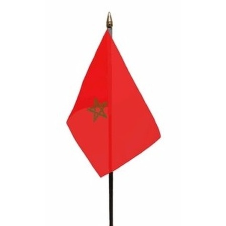 Polyester Marokkaanse vlag voor op bureau 10 x 15 cm