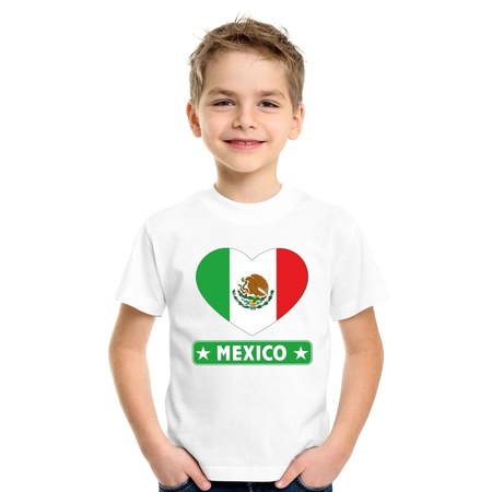 T-shirt wit Mexico vlag in hart wit kind