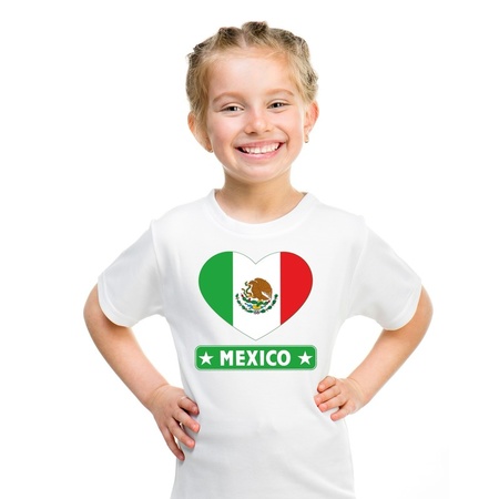 Mexico heart flag t-shirt white kids