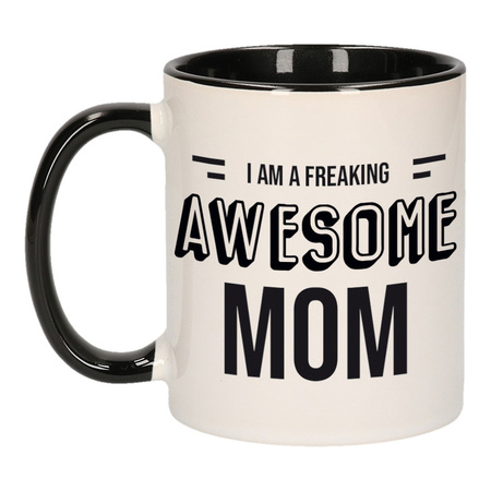 Mother gift mug black I am a freaking awesome mom 300 ml