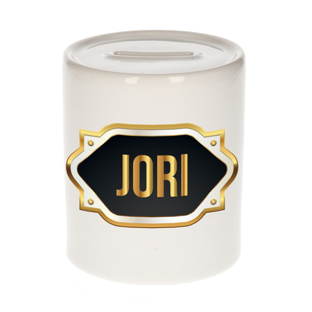 Name money box Jori with golden emblem