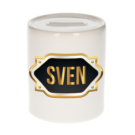 Name money box Sven with golden emblem