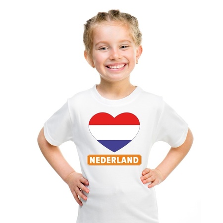 Holland heart flag t-shirt white kids