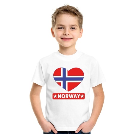 Norway heart flag t-shirt white kids