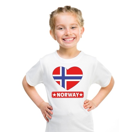 T-shirt wit Noorwegen vlag in hart wit kind