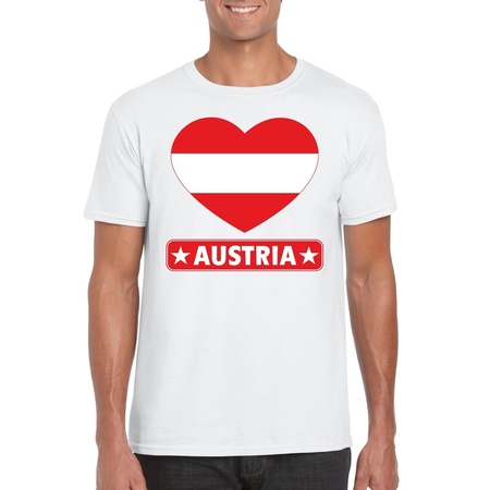 T-shirt wit Oostenrijk vlag in hart wit heren