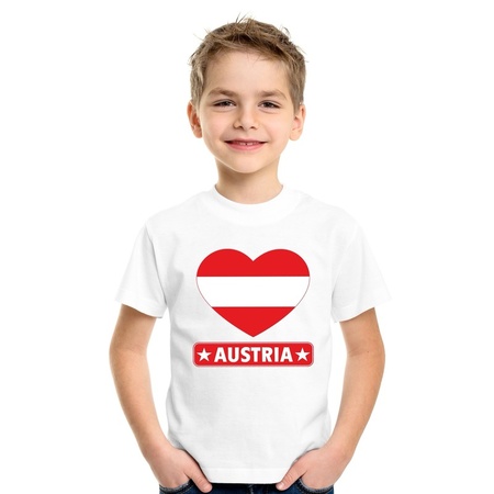 Austria heart flag t-shirt white kids