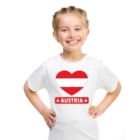 Austria heart flag t-shirt white kids