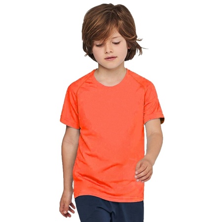 Oranje sportkleding shirt sneldrogend voor kinderen