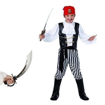 Carnavalskleding piraat met zwaard maat L voor jongens/meisjes
