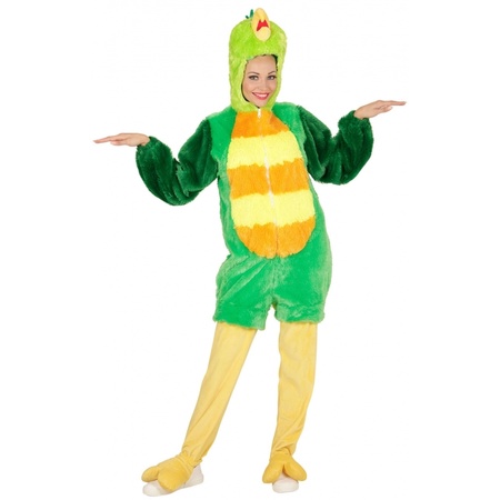 Plush green bird costume for adults