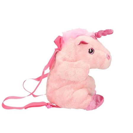 Roze pluche eenhoorn tas voor kind 33 x 18 cm