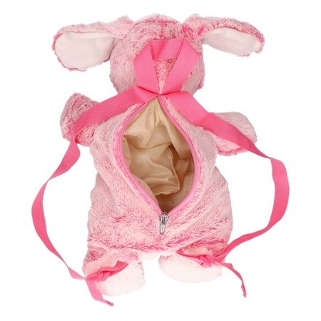 Pluche roze konijntje tas voor kind 20 x 36 cm