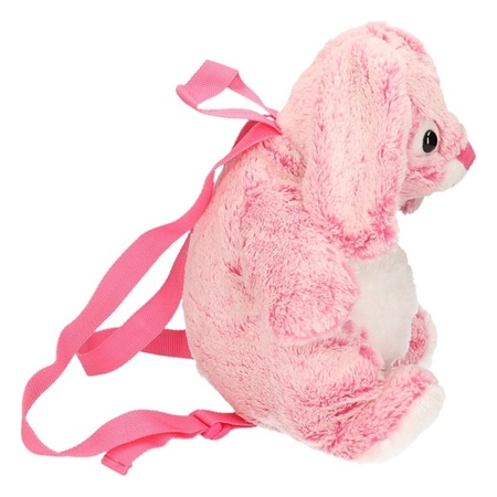 Pluche roze konijntje tas voor kind 20 x 36 cm