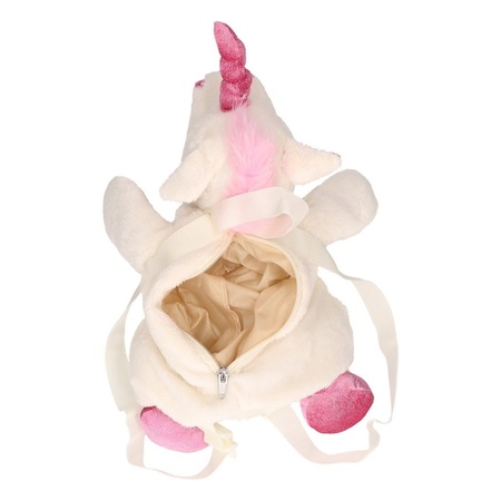 Witte pluche eenhoorn tas voor kind 33 x 18 cm