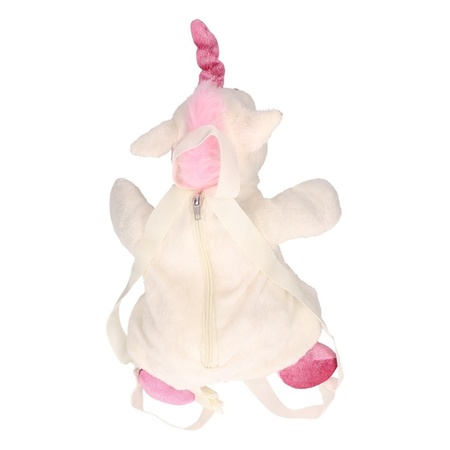 Plush white unicorn backpack 33 x 18 cm 