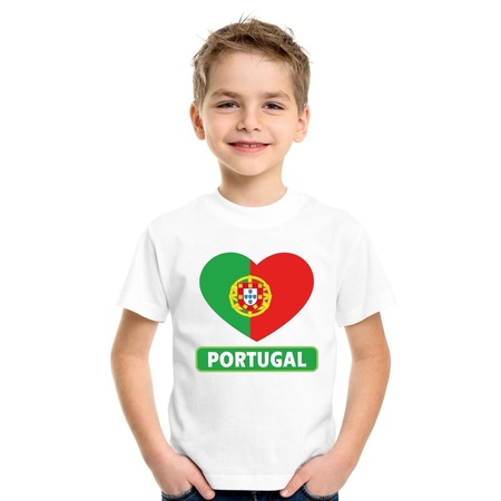 T-shirt wit Portual vlag in hart wit kind