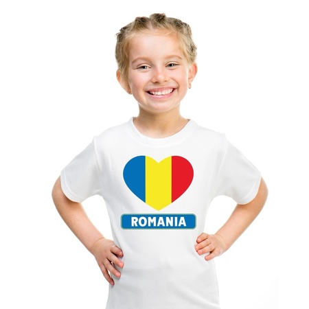 Romania heart flag t-shirt white kids