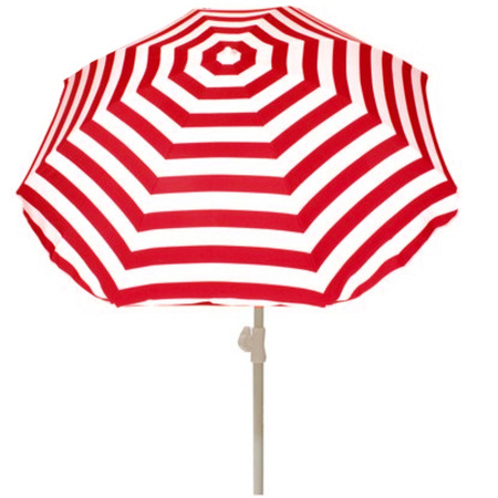 Parasol rood wit met standaard