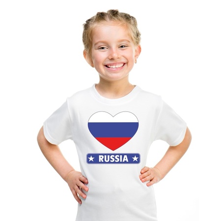 T-shirt wit Rusland vlag in hart wit kind