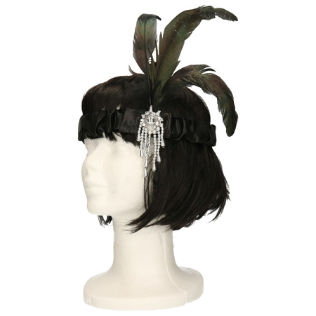 Carnaval/feest zwarte verkleed hoofdband in flapper stijl voor dames