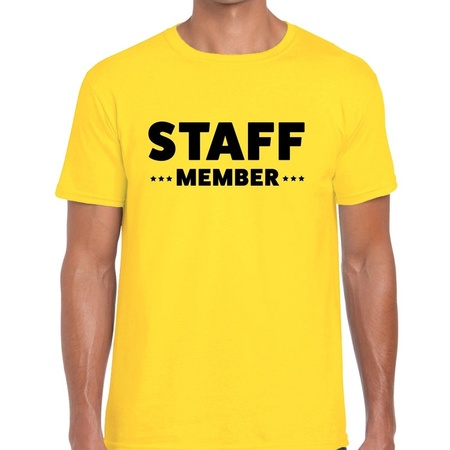 Geel crew shirt met staff member bedrukking voor heren