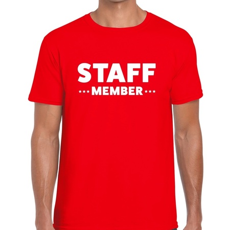 Rood staff member shirt voor heren