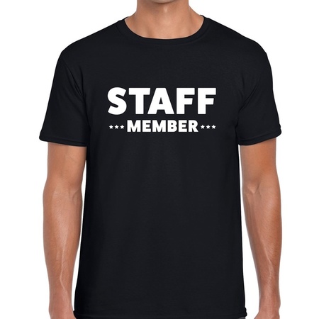 Zwart staff member shirt voor heren