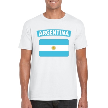 T-shirt wit Argentinie vlag wit heren