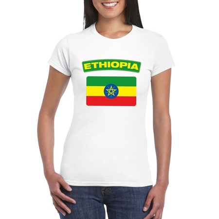T-shirt wit Ethiopie vlag wit dames