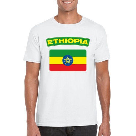 T-shirt wit Ethiopie vlag wit heren