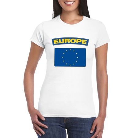 T-shirt wit Europa vlag wit dames