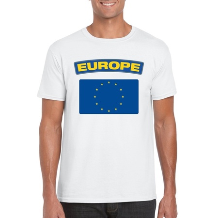 T-shirt wit Europa vlag wit heren