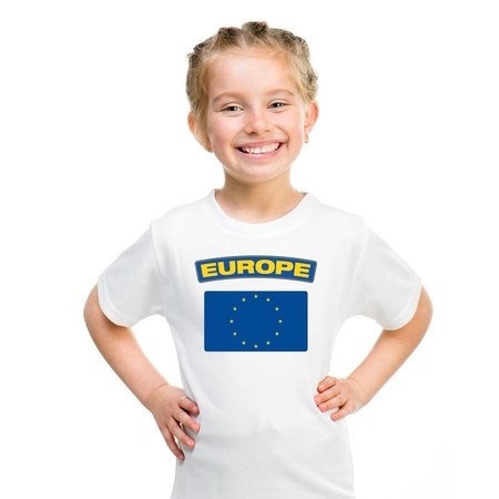 T-shirt wit Europa vlag wit jongens en meisjes