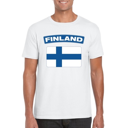 T-shirt wit Finland vlag wit heren