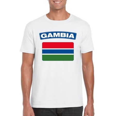 T-shirt wit Gambia vlag wit heren