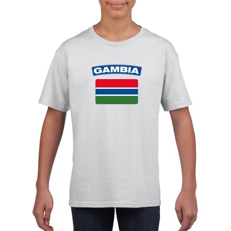 T-shirt wit Gambia vlag wit jongens en meisjes
