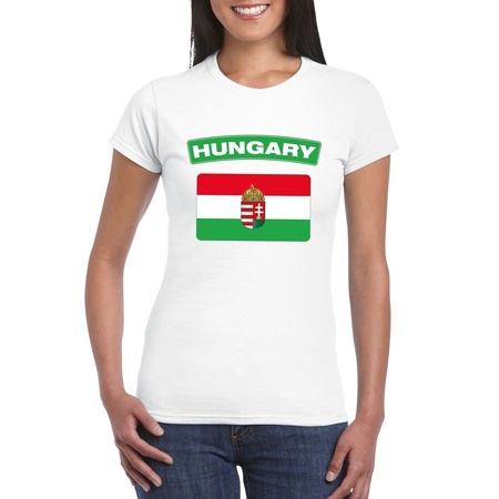 T-shirt wit Hongarije vlag wit dames